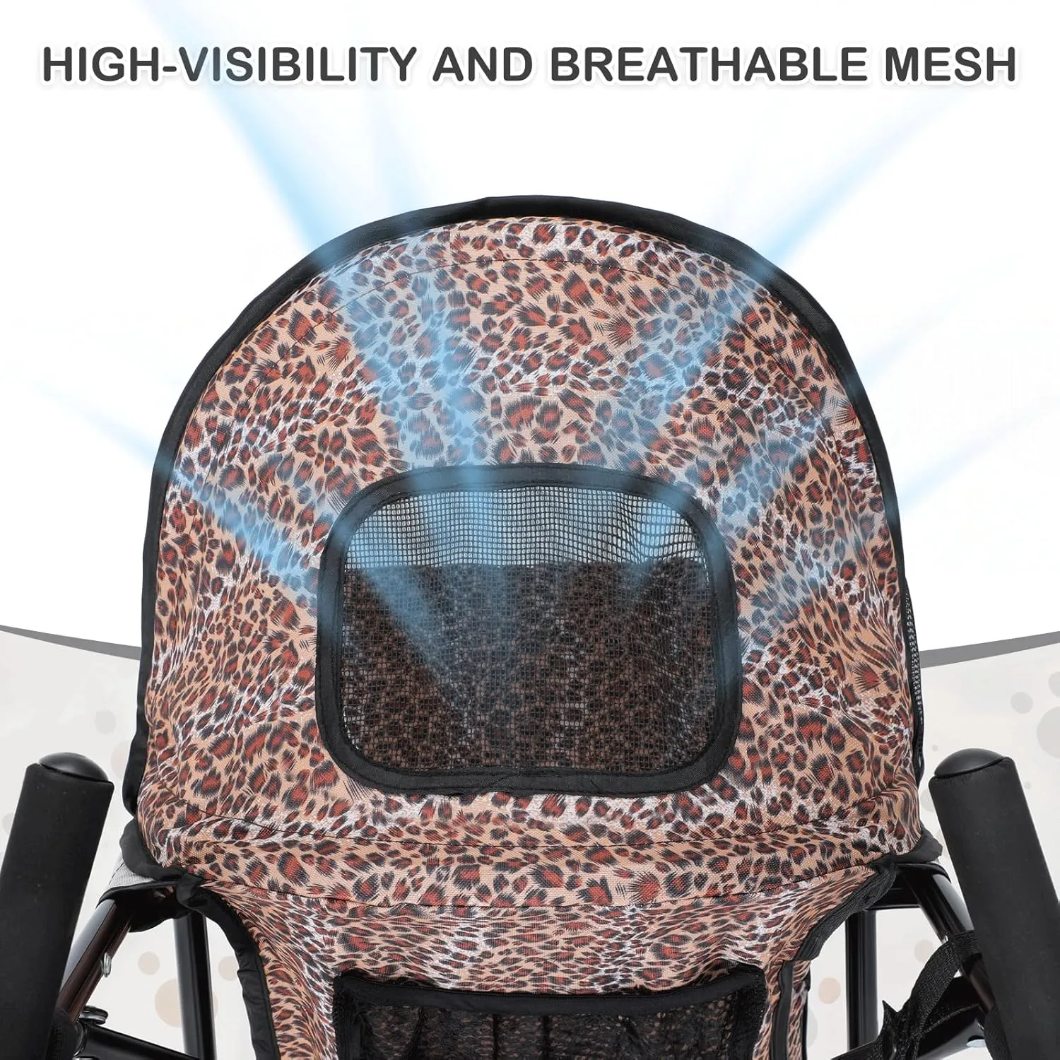 MoNiBloom 4 Wheels Pet Stroller, Easy-Fold Umbrella Shaped Dog Cat Jogger Stroller w/Storage Bag & Visible Mesh for Small/Medium Dogs Cats Leopard Print