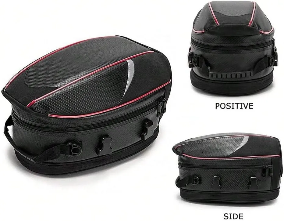 Motorcycle Tail Bag for Triumph Street Twin, Large Capacity Water-Resistant Wear-Resistant Motorcycle Helmet Bag, Expandable Rear Seat Storage Luggage Backpack,B White Black