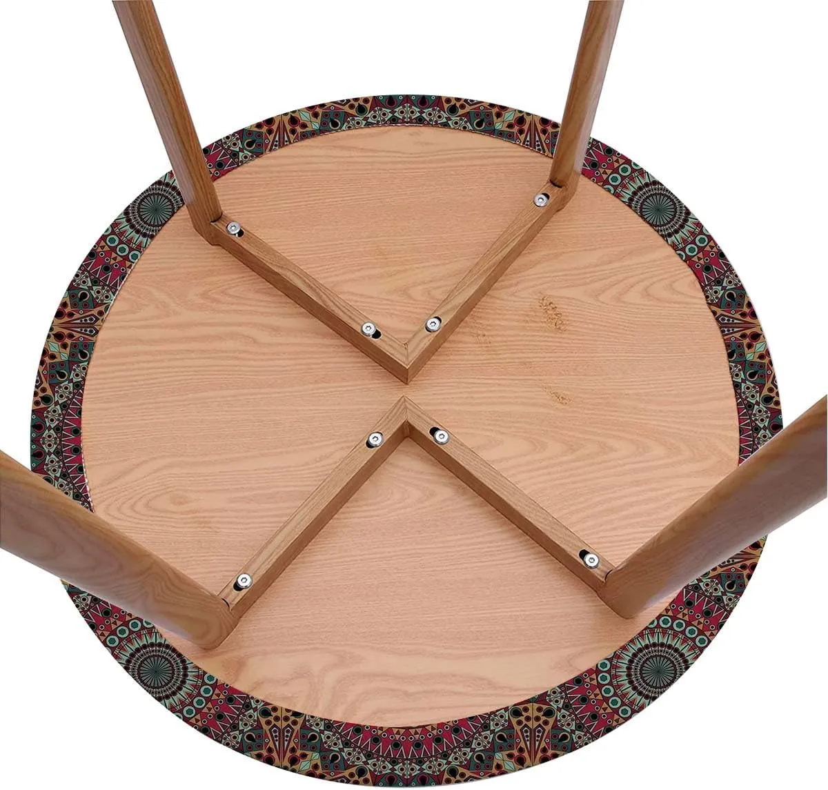 Multi Colored Round Table Cloth with Elastic Edged Spectral Color Motion Graphic Round Fitted Table Cover The Ultimate Protection for Your Table Fit for 36"-39" Diameter Table Mandala Design