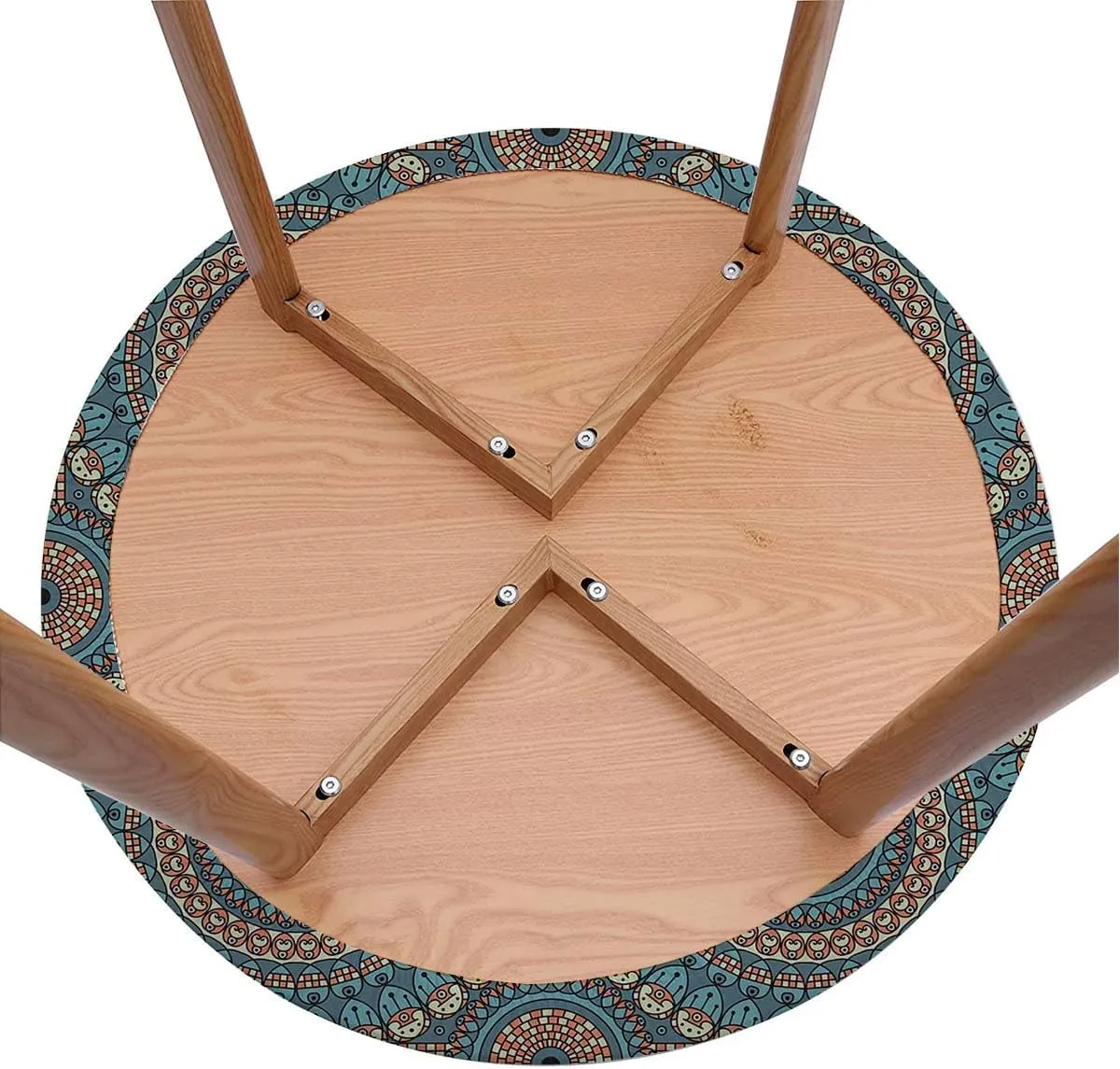 Multi Colored Round Tables Tablecloth Table Cloth Spectral Color Motion Graphic Elastic Edge Waterproof Table Cover Table Cloth for Round Table Fit for 36"-39" Diameter Table Mandala Design