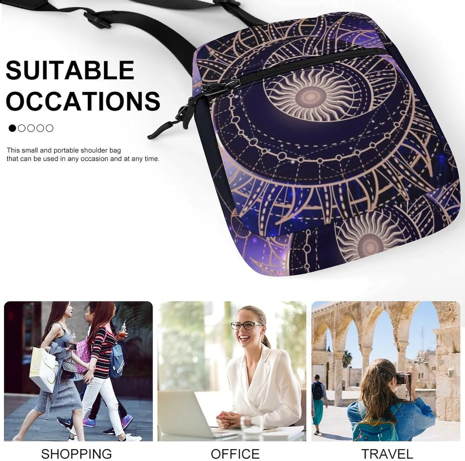 Mysterious Sun And Moon Crossbody Bag Small Shoulder Bag Waterproof, Lightweight And Convenient