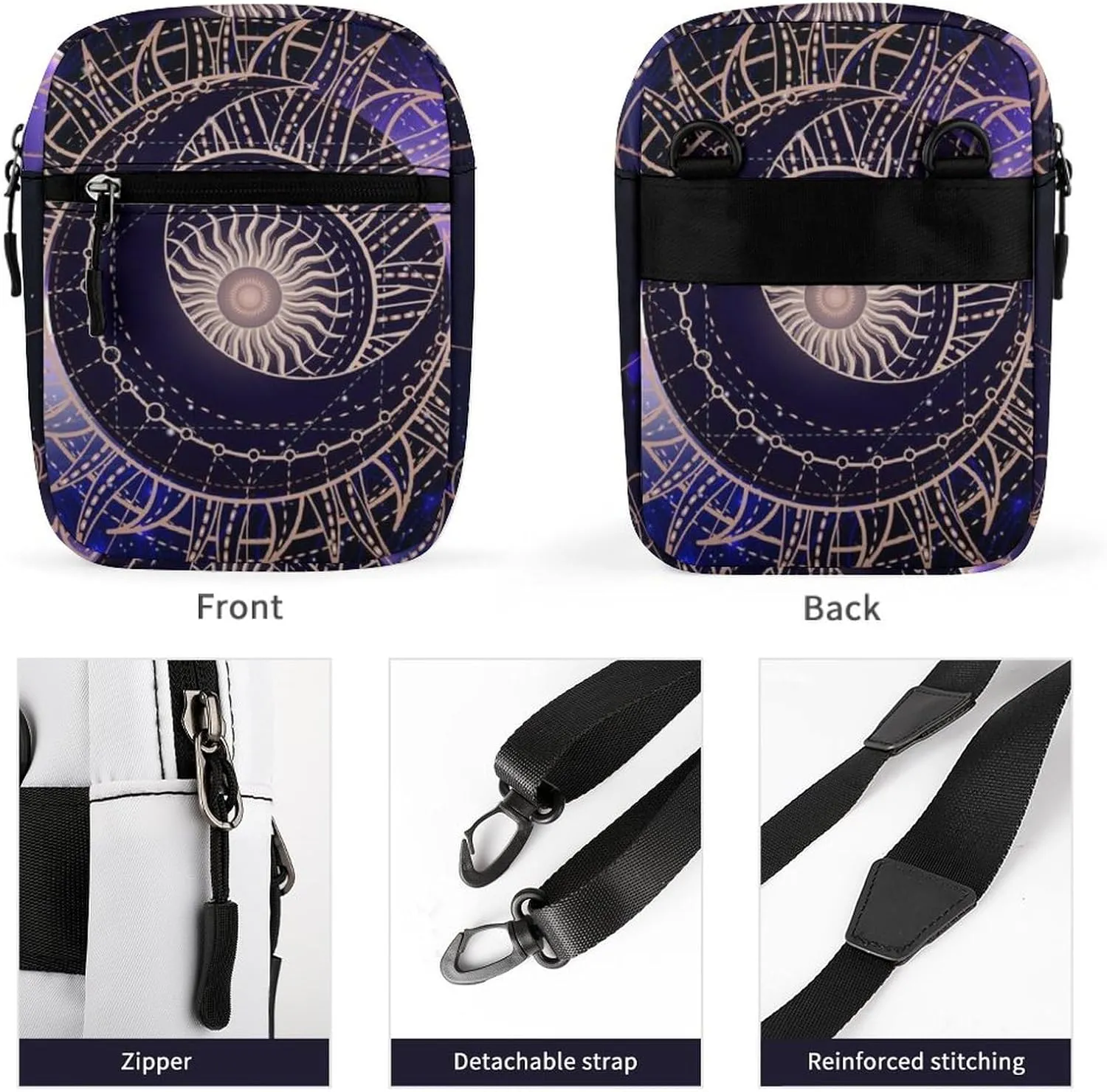 Mysterious Sun And Moon Crossbody Bag Small Shoulder Bag Waterproof, Lightweight And Convenient