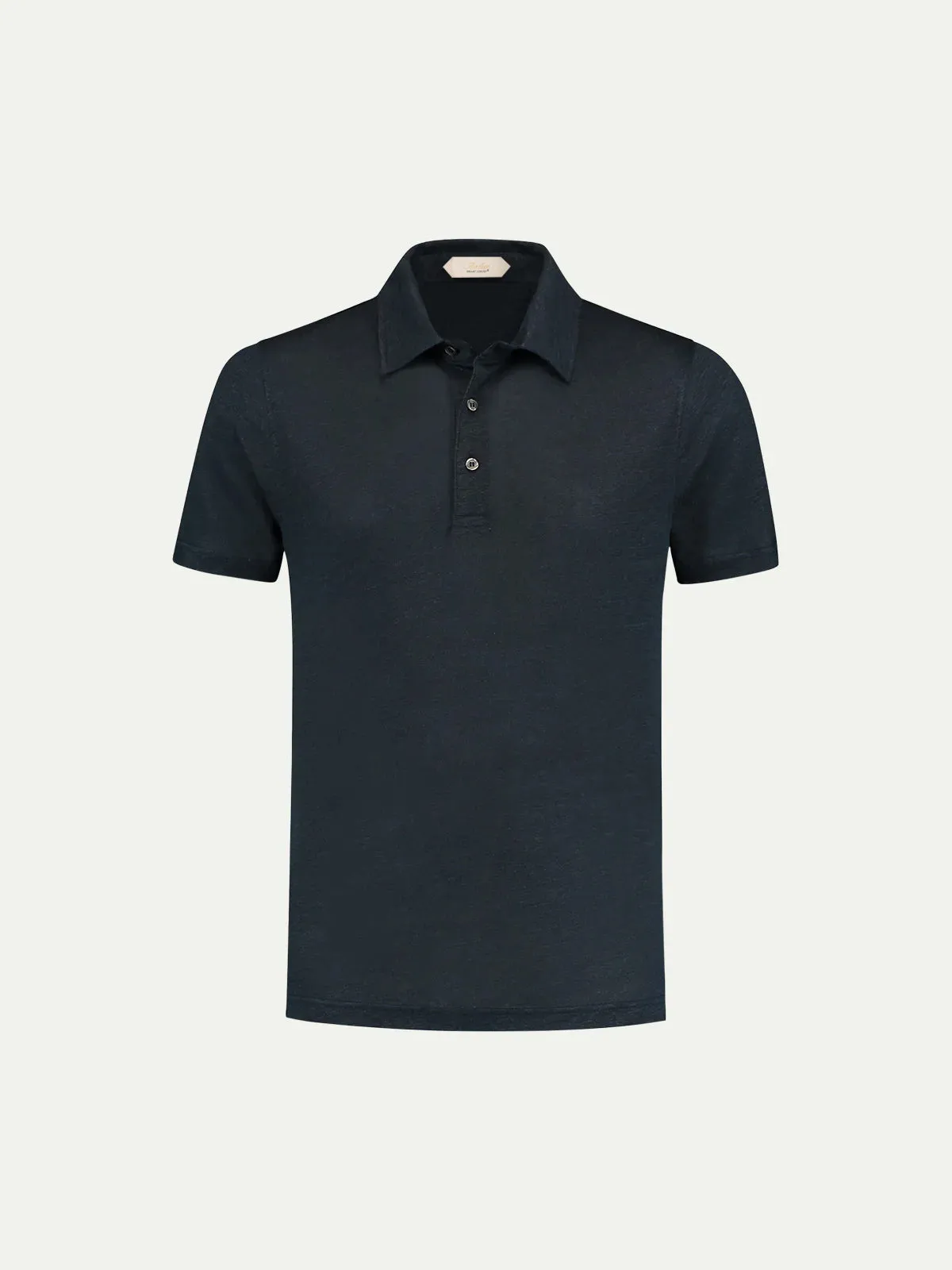 Navy Linen Polo Shirt