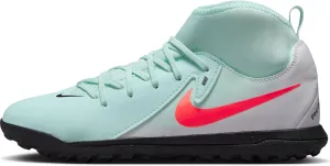 Nike Jr. Phantom Luna 2 Club Little/Big Kids' TF High-Top Soccer Shoes (FJ2607-300, Mint/Off Noir/Atomic Red)