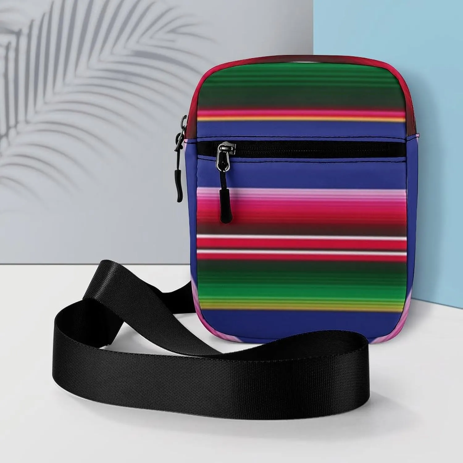 Novel And Colorful Blanket Stripes Crossbody Bag Small Shoulder Bag Waterproof, Lightweight And Convenient