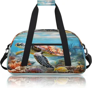 Ocean Sea Turtle Small Gym Bag 18 inch Carry On Duffel Bag for Weekender Travel Sports Workout Yoga Gymnastics Dance Ballet