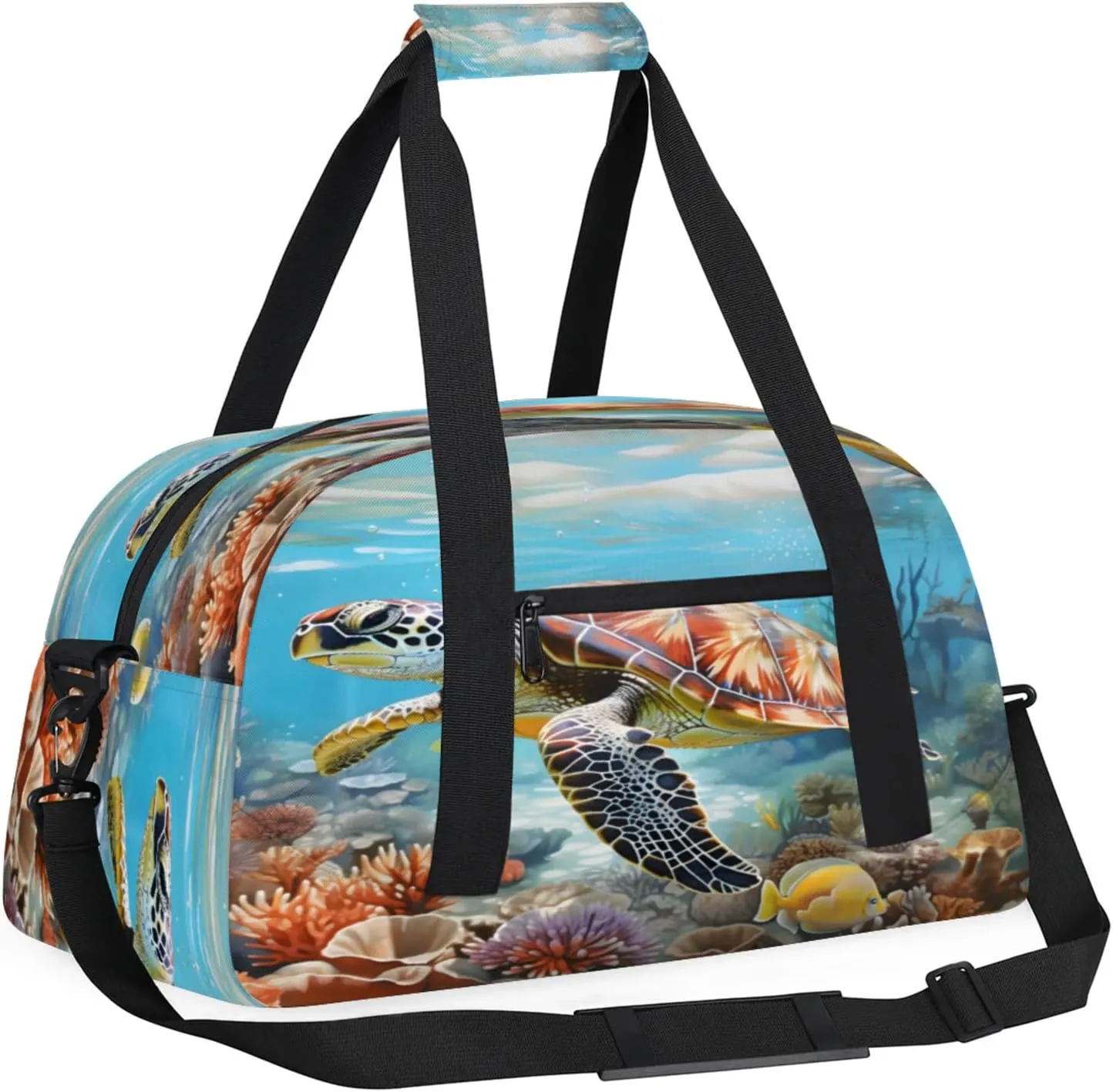 Ocean Sea Turtle Small Gym Bag 18 inch Carry On Duffel Bag for Weekender Travel Sports Workout Yoga Gymnastics Dance Ballet
