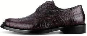 Oxford for Men Formal Shoes Lace Up Genuine Leather Luxury Crocodile Pattern Exquisite Wingtip Business Casual