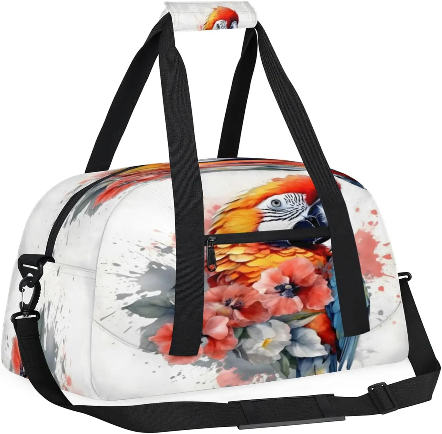 Parrot Flower Small Gym Bag 18 inch Carry On Duffel Bag for Weekender Travel Sports Workout Yoga Gymnastics Dance Ballet