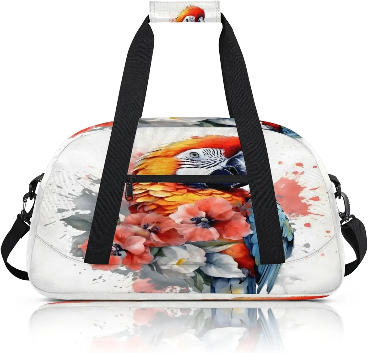 Parrot Flower Small Gym Bag 18 inch Carry On Duffel Bag for Weekender Travel Sports Workout Yoga Gymnastics Dance Ballet