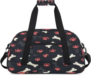 Paw Print Dog Gym Bag for Women Men, Sports Travel Duffel Bag Lightweight Workout Bag Carry On Overnight Weekender Bag