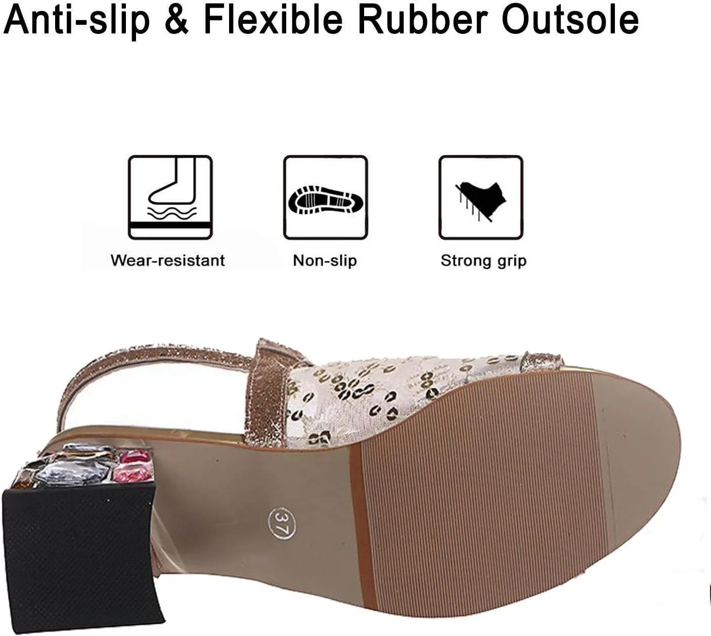 pearlzone Mesh Rhinestone Sandals for Womens Latin Mid Chunky Heel Dance Shoes Heeled Ballroom Salsa Tango Party Sequin Sexy Dance Shoes