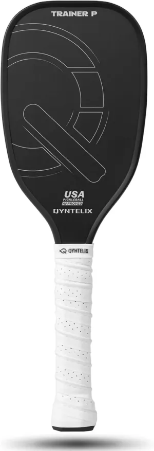 Pickleball Training Paddle -USAPA Approved Pickleball Trainer Practice Paddle,Carbon Fiber Particle Paint Frosted Surface, Extra Long Handle,16mm Core Sports Sweet Spot Training Racket