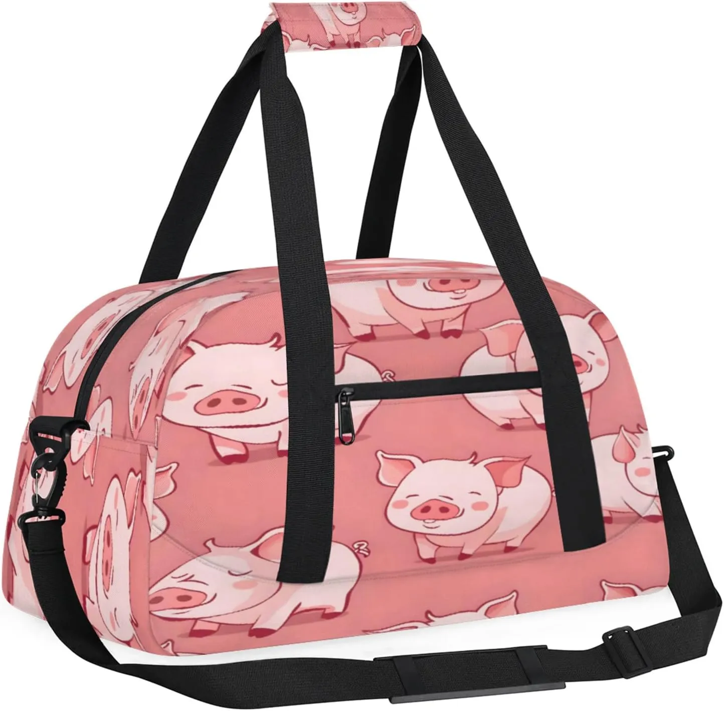 Pink Pig Small Gym Bag 18 inch Carry On Duffel Bag for Weekender Travel Sports Workout Yoga Gymnastics Dance Ballet
