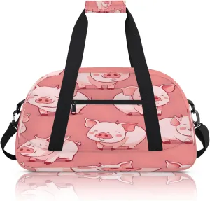 Pink Pig Small Gym Bag 18 inch Carry On Duffel Bag for Weekender Travel Sports Workout Yoga Gymnastics Dance Ballet