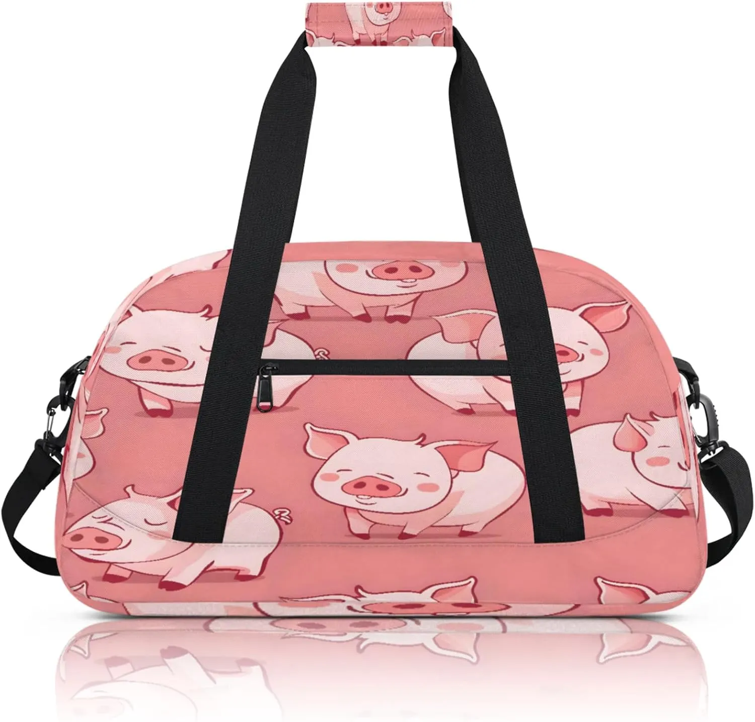 Pink Pig Small Gym Bag 18 inch Carry On Duffel Bag for Weekender Travel Sports Workout Yoga Gymnastics Dance Ballet