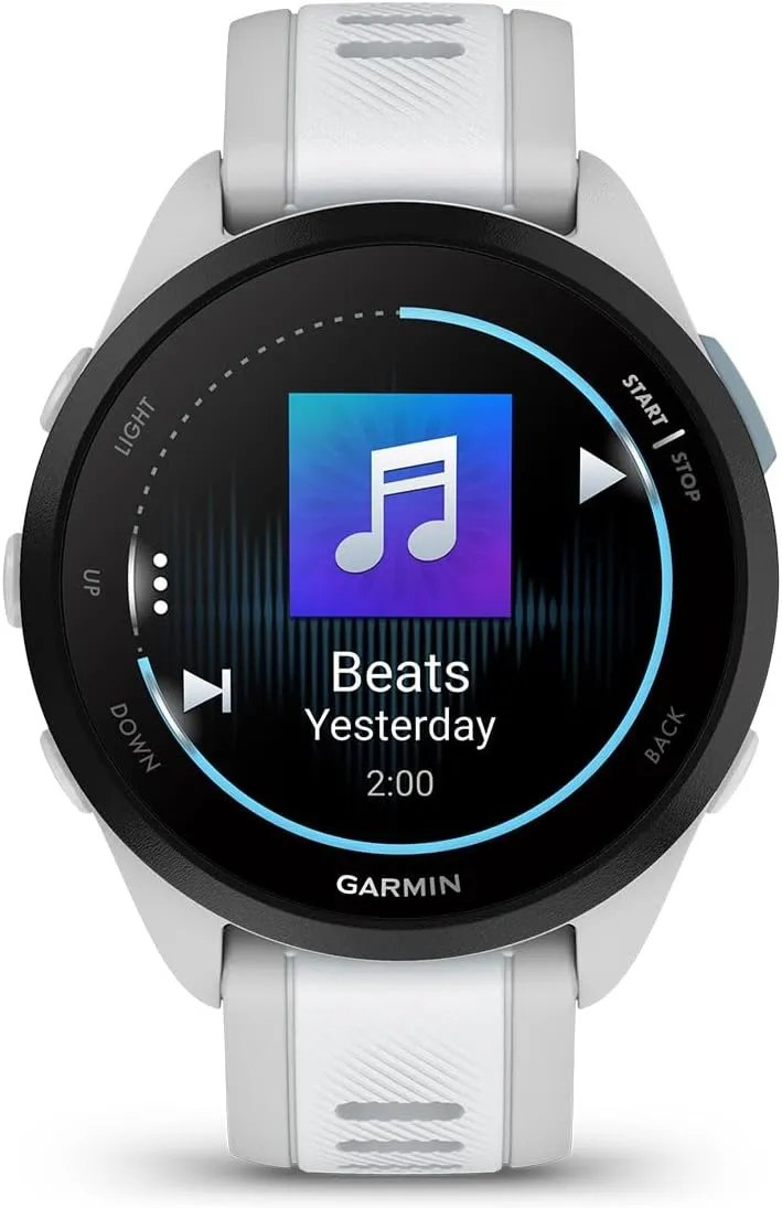 PlayBetter Garmin Forerunner 165 Music (Mist Gray/Whitestone) Running GPS Smartwatch Bundle - AMOLED Touchscreen, 11-Day Battery, Training & Recovery - Includes Screen Protectors & Portable Charger