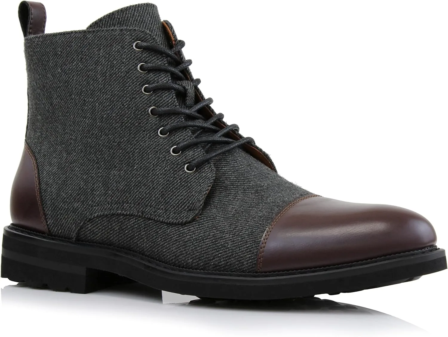 Polar Fox Brooke MPX806061 Grey Woolen and Leather Lace-up Fashion Chukka Boots with Zipper Closure