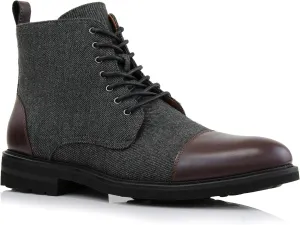 Polar Fox Brooke MPX806061 Grey Woolen and Leather Lace-up Fashion Chukka Boots with Zipper Closure