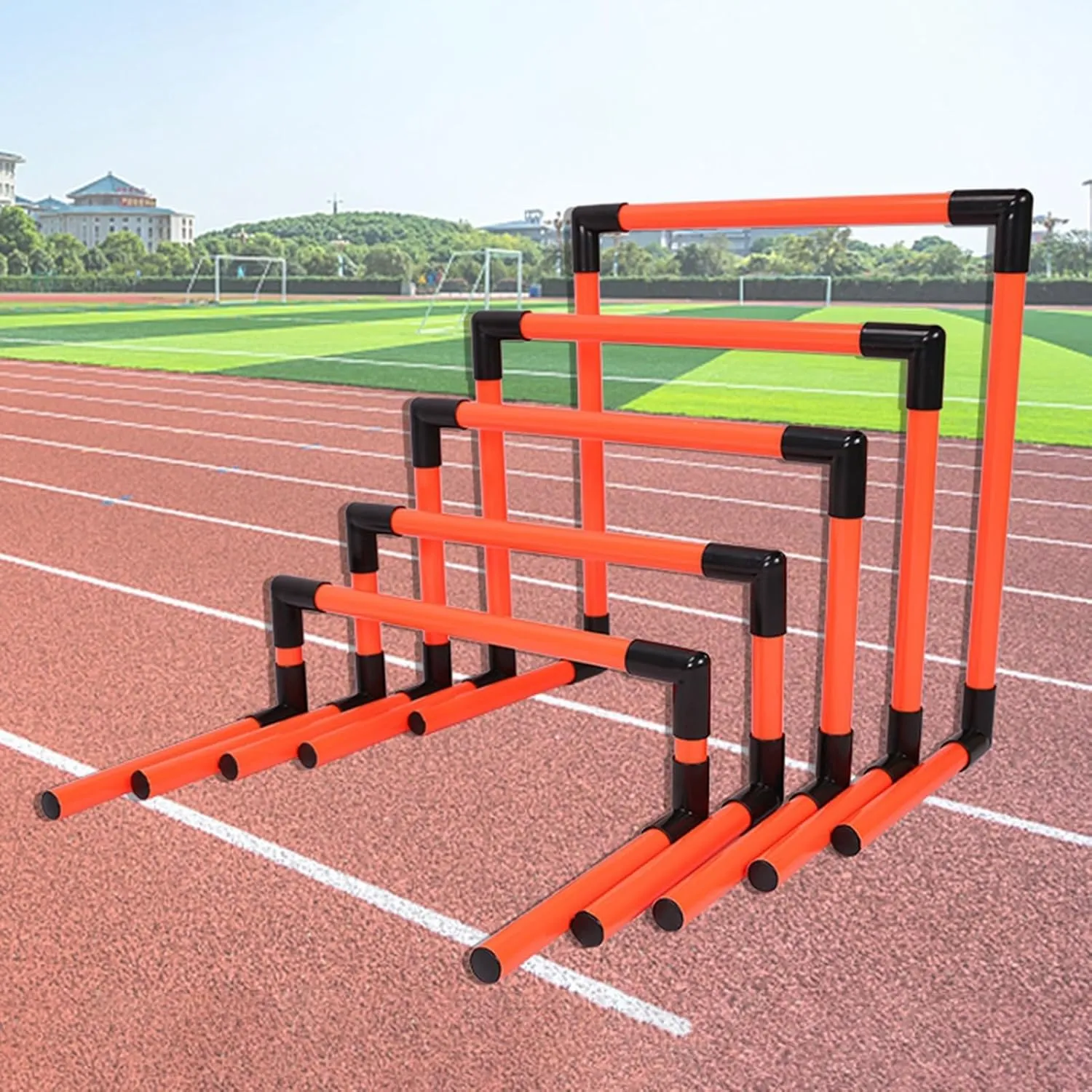 Portable Hurdles Training Equipment, 5 Pack Different Height Hurdles for Kids, Plastic Soccer Agility Workout Trainer Kit, Track and Field Hurdles (Color : Red)