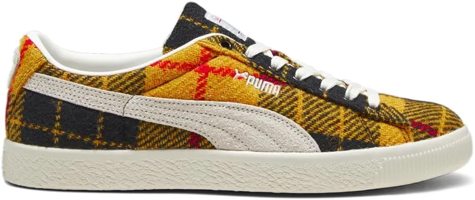 Puma Mens Suede VTG Harris Tweed Lace Up Sneakers Shoes Casual - Black, Yellow - Size 7.5 M, 39321902