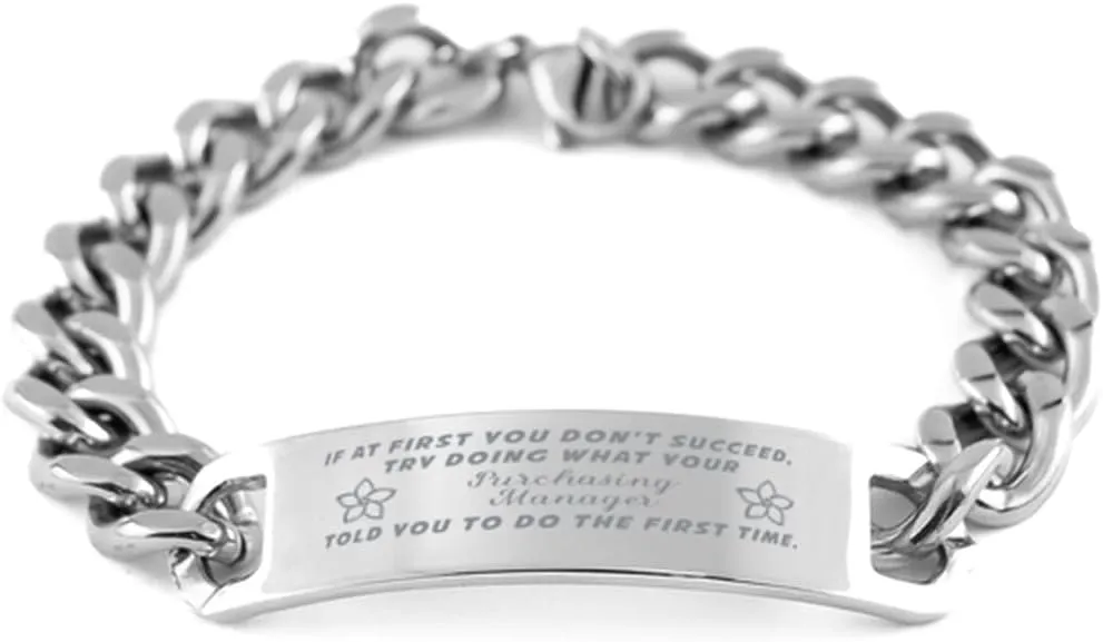 Purchasing Manager Bracelet, If at first you don't succeed, try doing what your athletic trainer told you to do the first time., Cuban Link Chain Necklace, Purchasing Manager Gifts