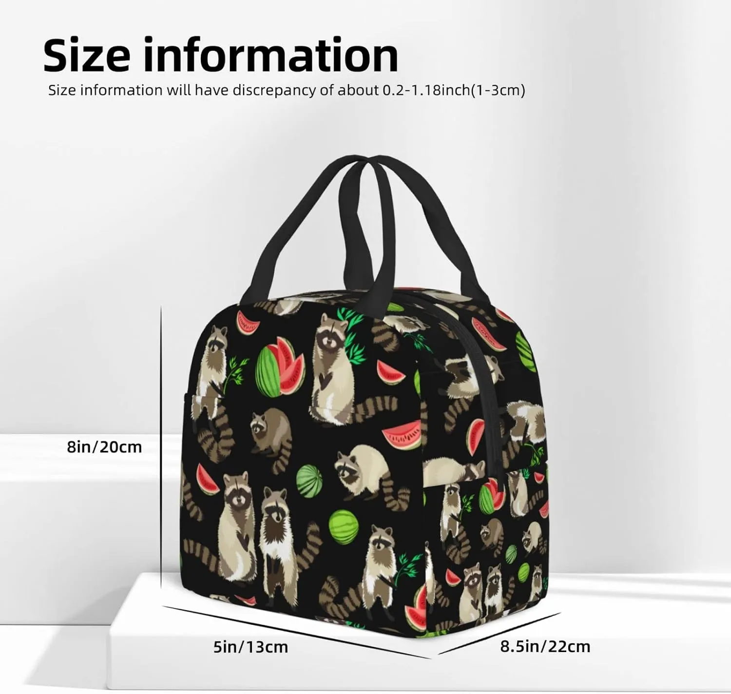 Raccoon Cute Beast Lunch Bag For Women Men Insulated Lunch Box For Adult Reusable Lunch Bags With Pocket Zippers For Work, Picnic, School Or Travel