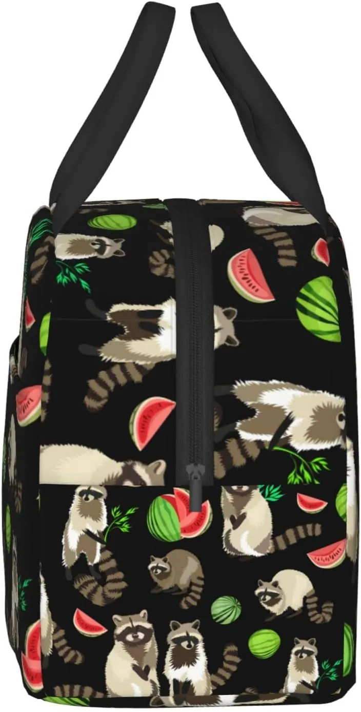 Raccoon Cute Beast Lunch Bag For Women Men Insulated Lunch Box For Adult Reusable Lunch Bags With Pocket Zippers For Work, Picnic, School Or Travel