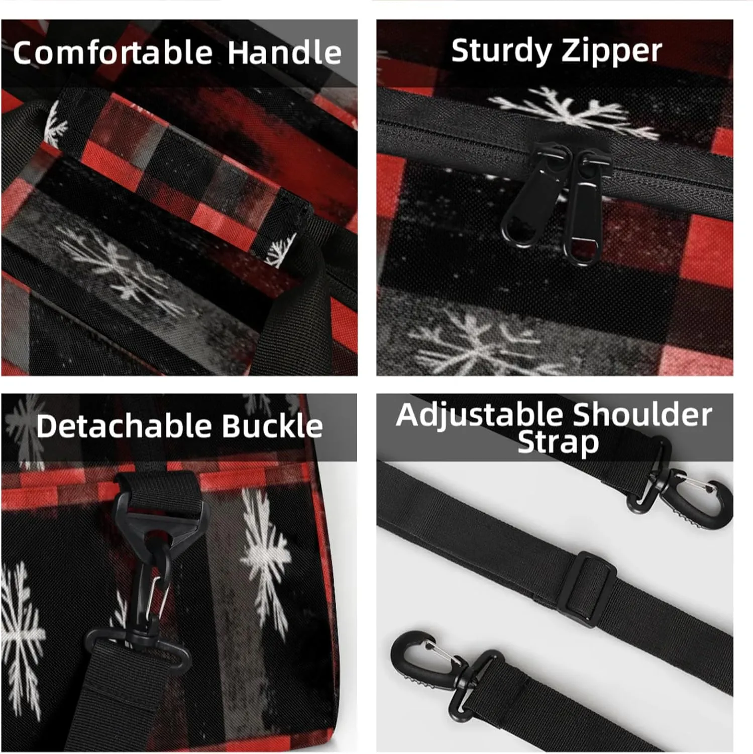 Red Buffalo Plaid Small Gym Bag 18 inch Carry On Duffel Bag for Weekender Travel Sports Workout Yoga Gymnastics Dance Ballet