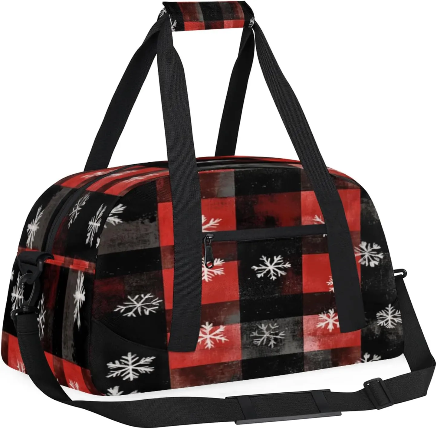 Red Buffalo Plaid Small Gym Bag 18 inch Carry On Duffel Bag for Weekender Travel Sports Workout Yoga Gymnastics Dance Ballet