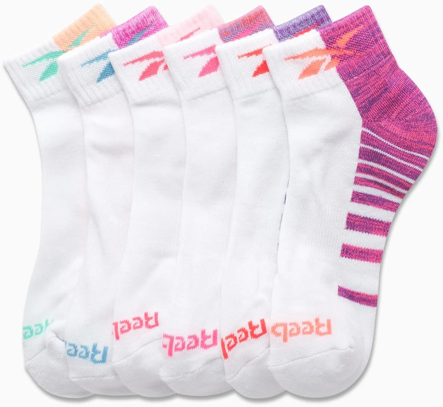 Reebok Girls' Quarter Socks - 6 Pack Moisture-Wicking Low Cut Athletic Ankle Socks for Girls (Sizes: S-L)