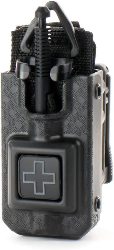 Rigid Tourniquet Case & SOFTT Tourniquet Combination - Tek Attachment Fits Up to a 2.25 in. Belt (Black Basket Weave)