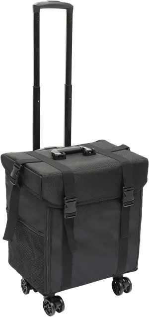 Rolling Makeup Case,Nail Case Trolley Traveling Cosmetic Train Case, Large Cosmetic Box Makeup Organizer Case for Lockable Makeup Artist, Nail Kits, Makeup Tools Traveling Makeup Case Black