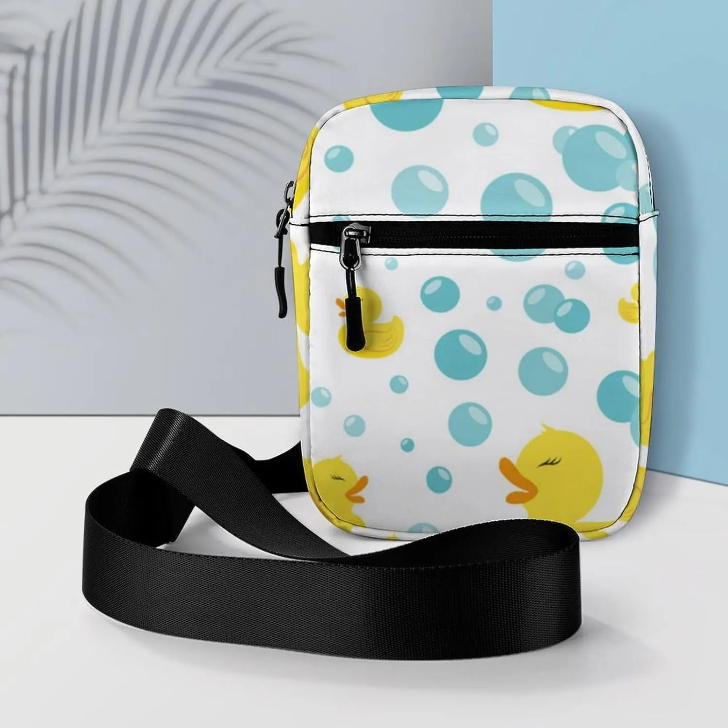 Rubber Ducks in Soap Bubbles Pattern Crossbody Bag Small Shoulder Bag Waterproof, Lightweight And Convenient