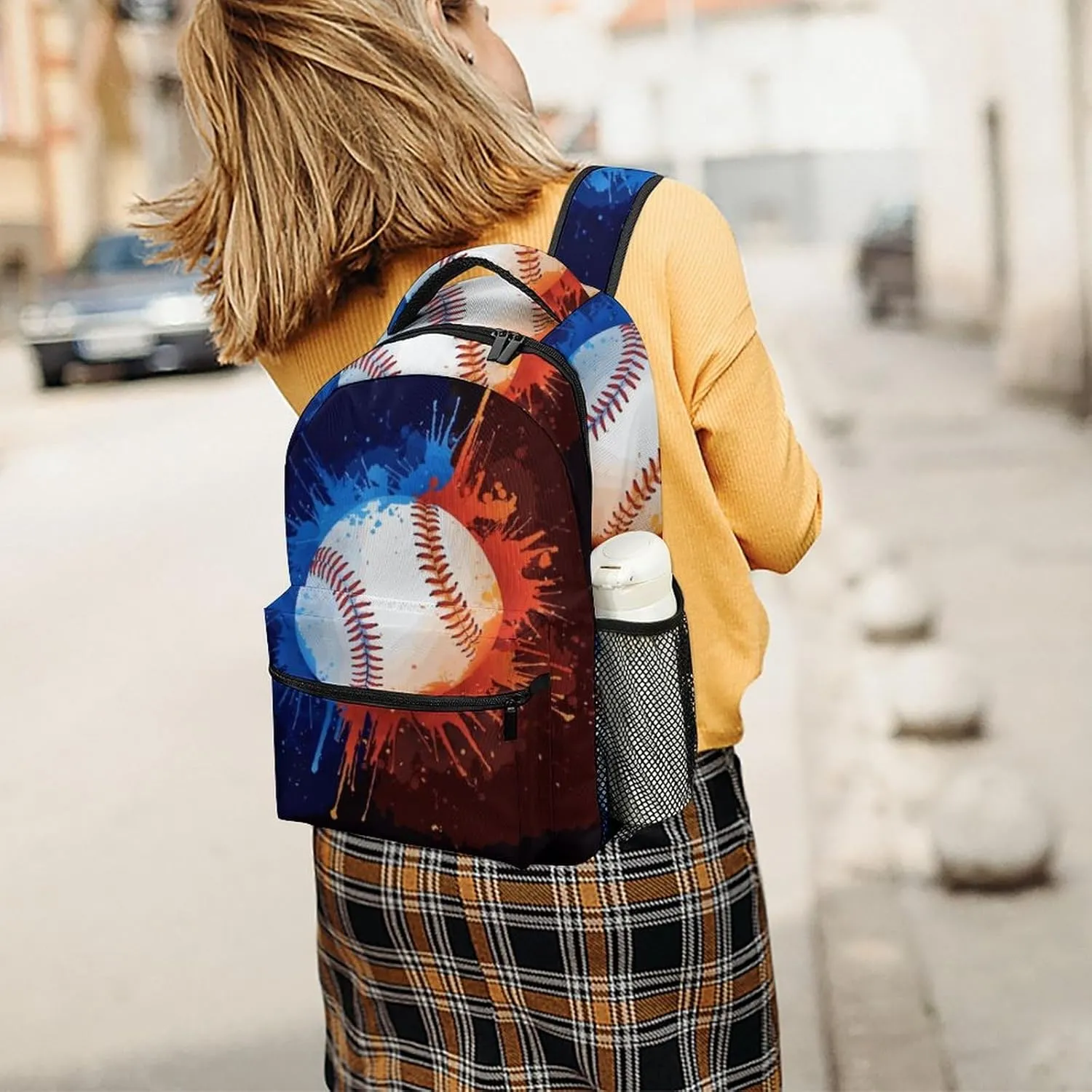 Rucksack Backpack Travel Sport Baseball Print Pattern School Bookbags Double Shoulder Bag for Mens Boys Kids