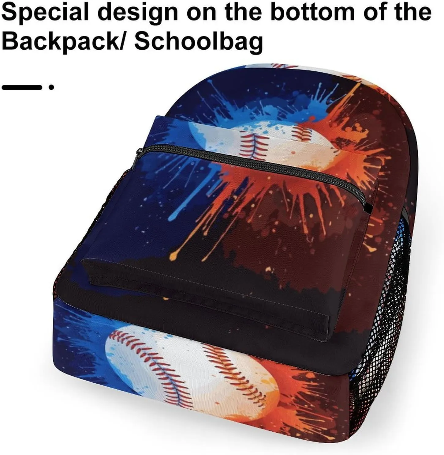 Rucksack Backpack Travel Sport Baseball Print Pattern School Bookbags Double Shoulder Bag for Mens Boys Kids