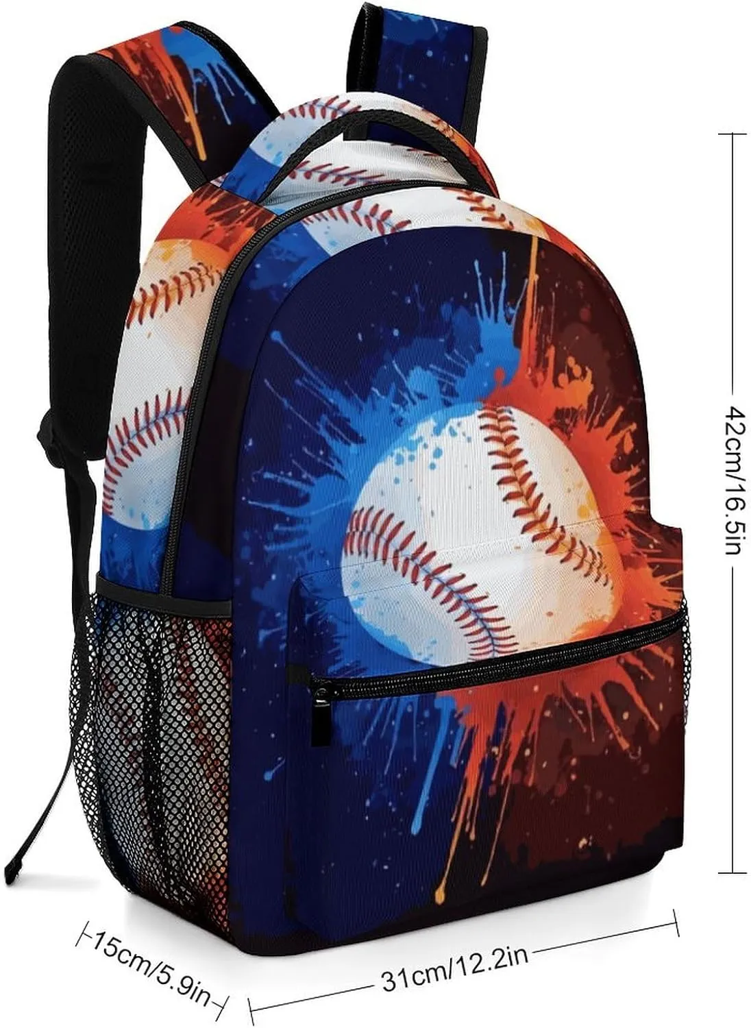 Rucksack Backpack Travel Sport Baseball Print Pattern School Bookbags Double Shoulder Bag for Mens Boys Kids