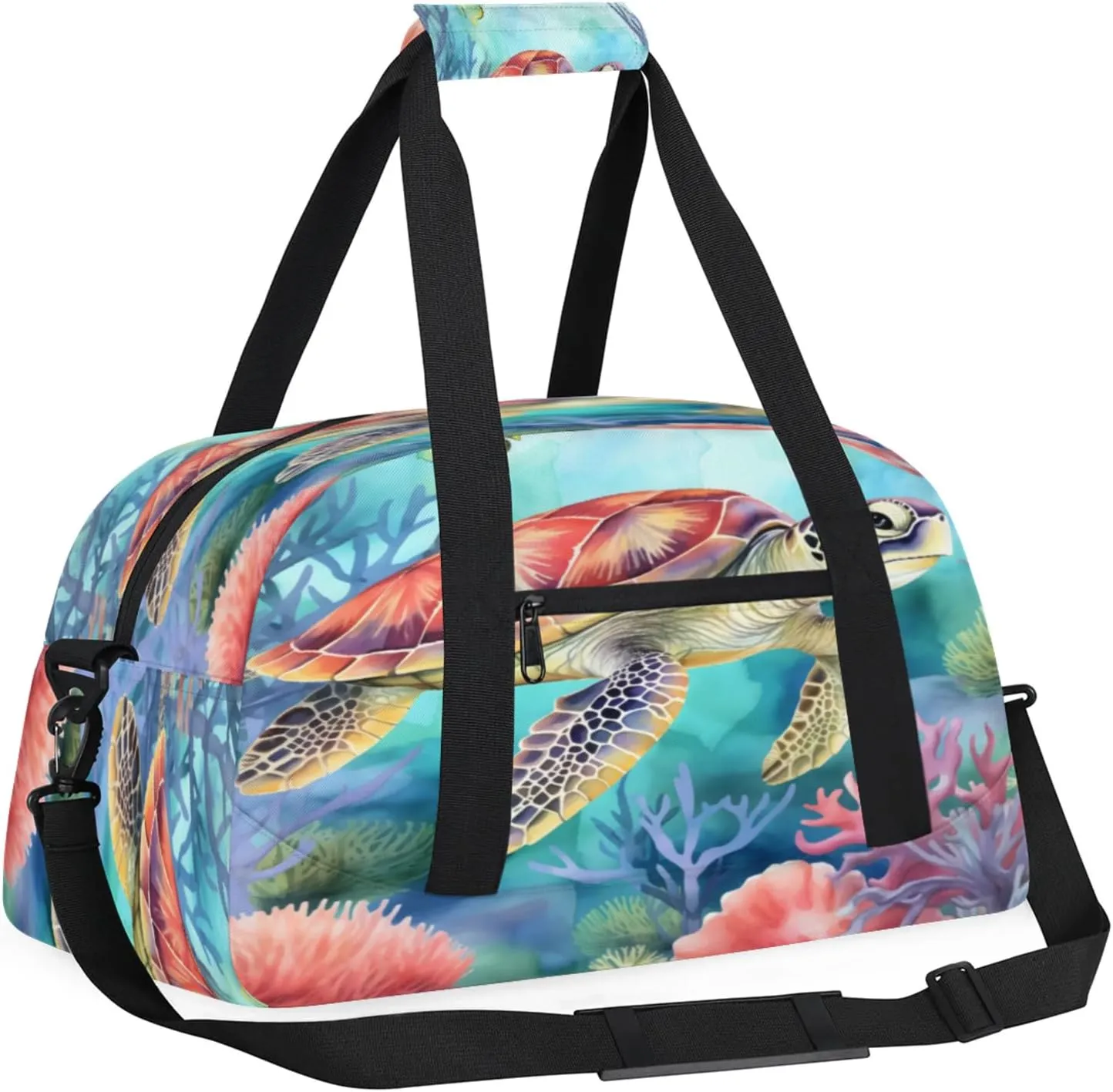 Sea Turtles Ocean Tortoise Small Gym Bag 18 inch Carry On Duffel Bag for Weekender Travel Sports Workout Yoga Gymnastics Dance Ballet
