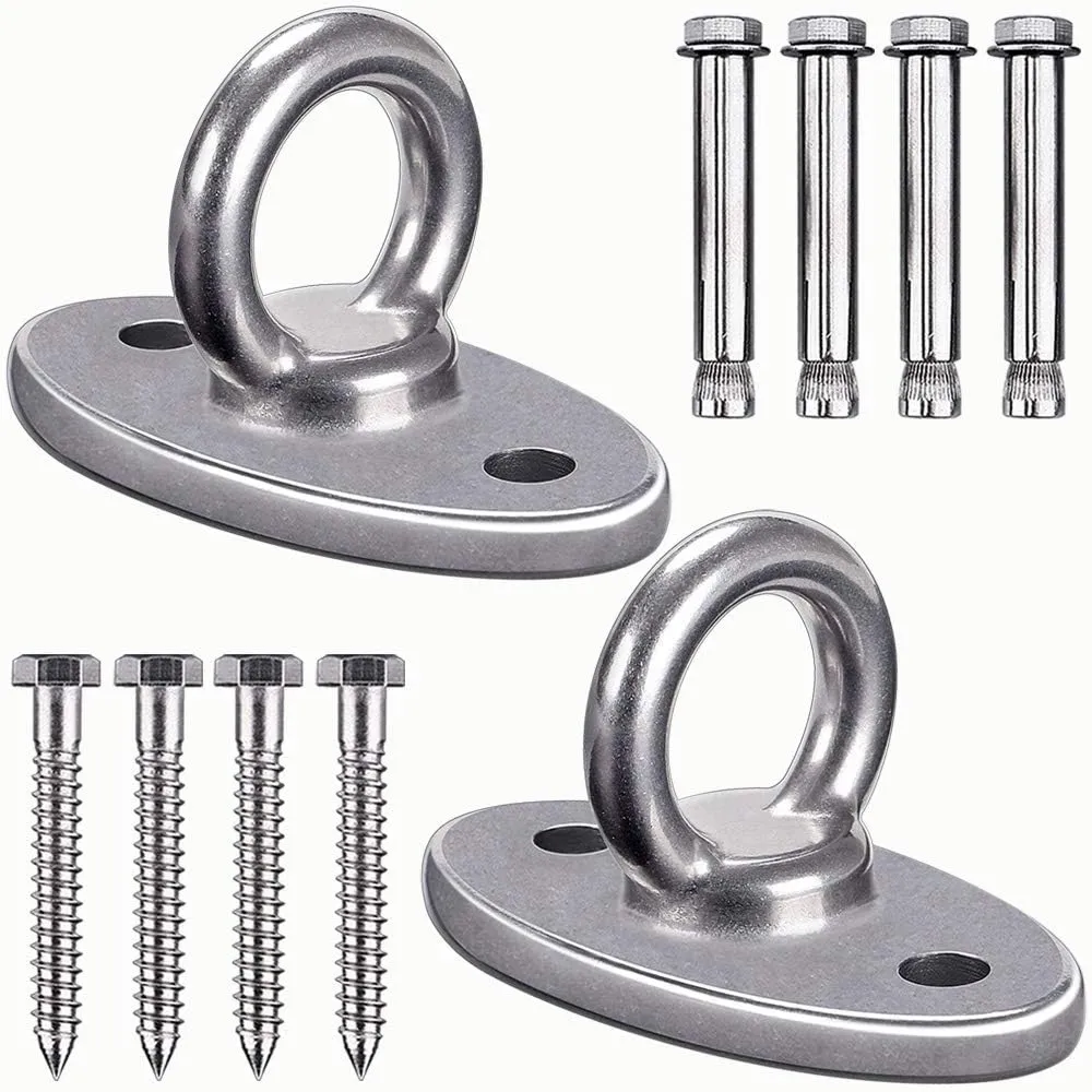 SELEWARE Ceiling Mounts Cast Stainless Steel Swing Hangers Wall Anchors Hanging Sensory Swing Yoga Swing Suspension Straps Patio Swing and more 2 Pcs