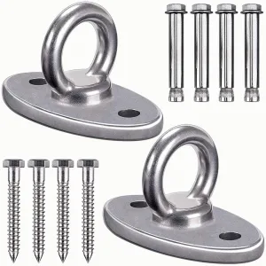 SELEWARE Ceiling Mounts Cast Stainless Steel Swing Hangers Wall Anchors Hanging Sensory Swing Yoga Swing Suspension Straps Patio Swing and more 2 Pcs