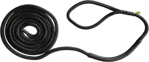 Shockline 3/4 Inch Dock Line with Integrated Shock Absorber, Double Braided, Polyester, 15, 25, 35, 50 FT, Hand Spliced 12" Eye, Black