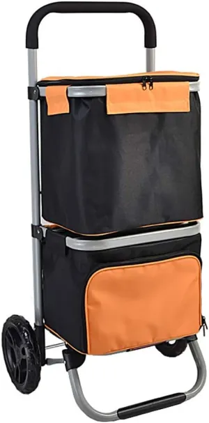 Shopping Trolley,Shopping Tote Shopping Trolley, Foldable Grocery with Double Layer Insulation Package,Pull with Wheels, Fabric Bag