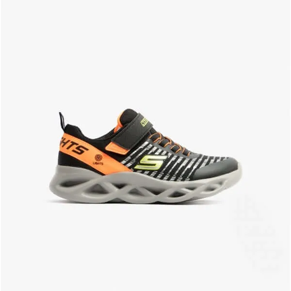 Skechers 401650L/BKOR TWISTY BRIGHTS - NOVLO Boys Trainers Black/Orange