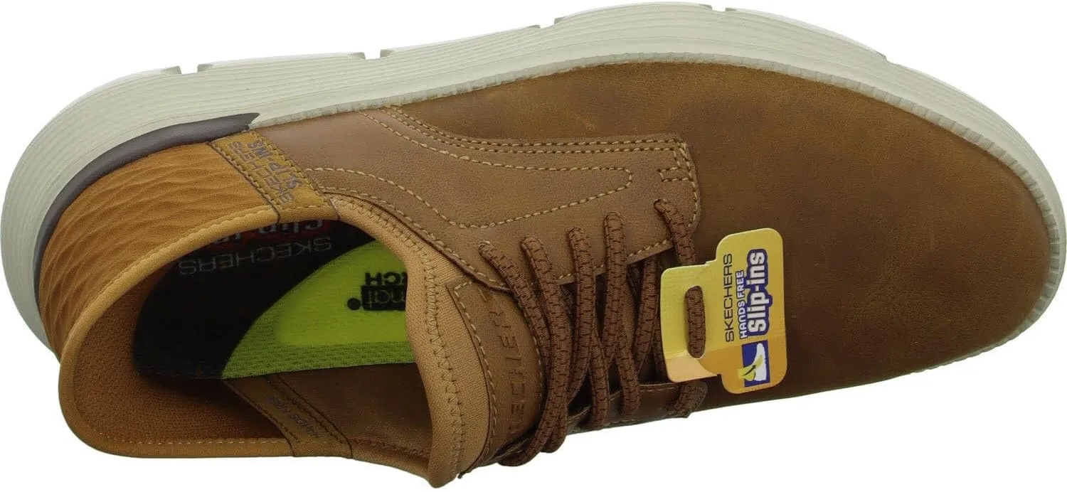 Skechers Garza Gervin, Men's Sneaker Hands-Free Slip Ins Made of Genuine Leather in Brown for Office Brown