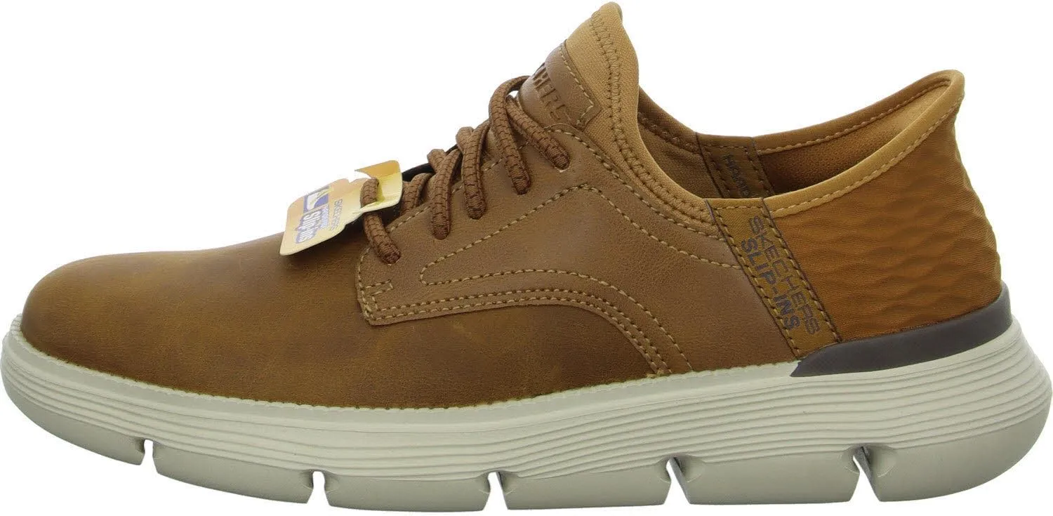 Skechers Garza Gervin, Men's Sneaker Hands-Free Slip Ins Made of Genuine Leather in Brown for Office Brown