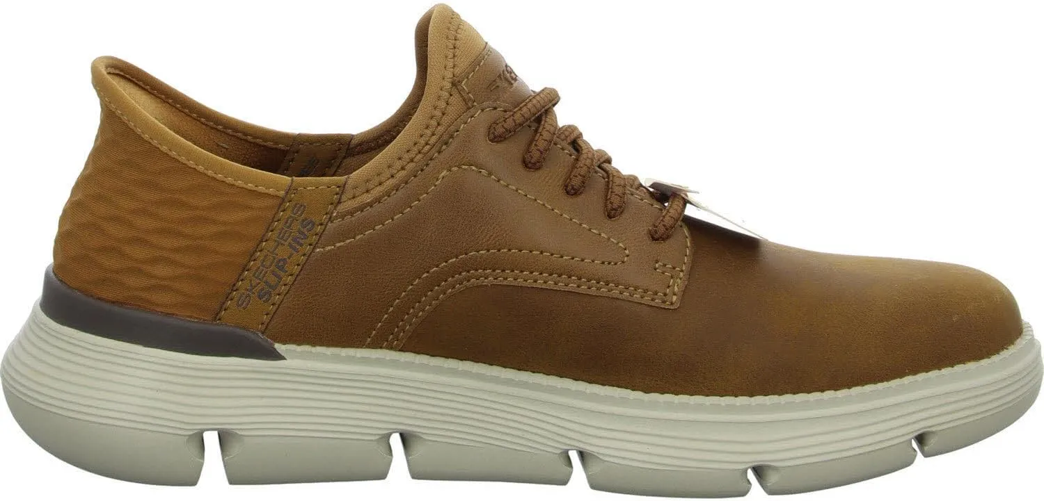 Skechers Garza Gervin, Men's Sneaker Hands-Free Slip Ins Made of Genuine Leather in Brown for Office Brown