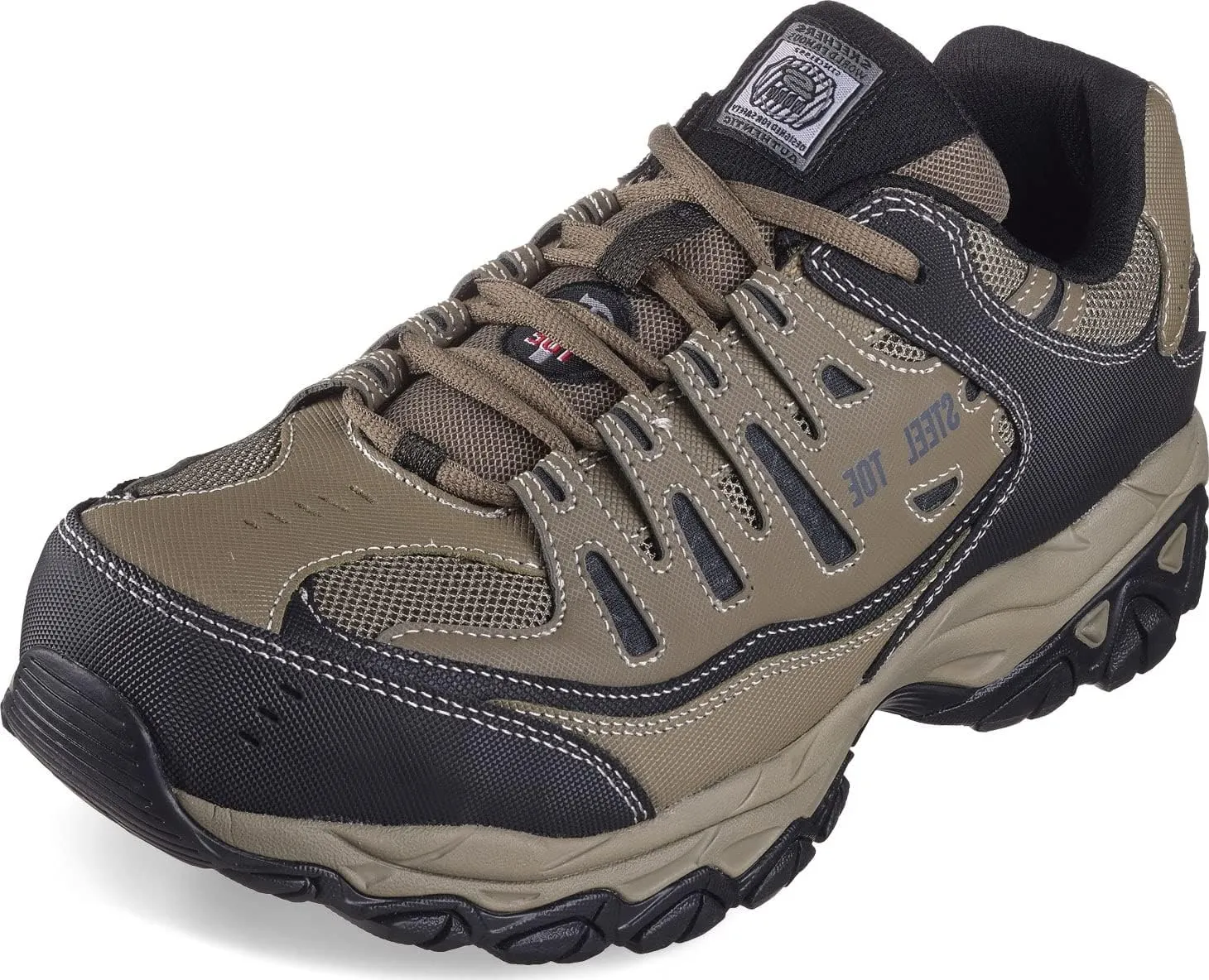Skechers Men's Cankton Steel Toe Construction Shoe – Electrical Hazard Rated, Memory Foam, Pebble/Black, 9 Wide