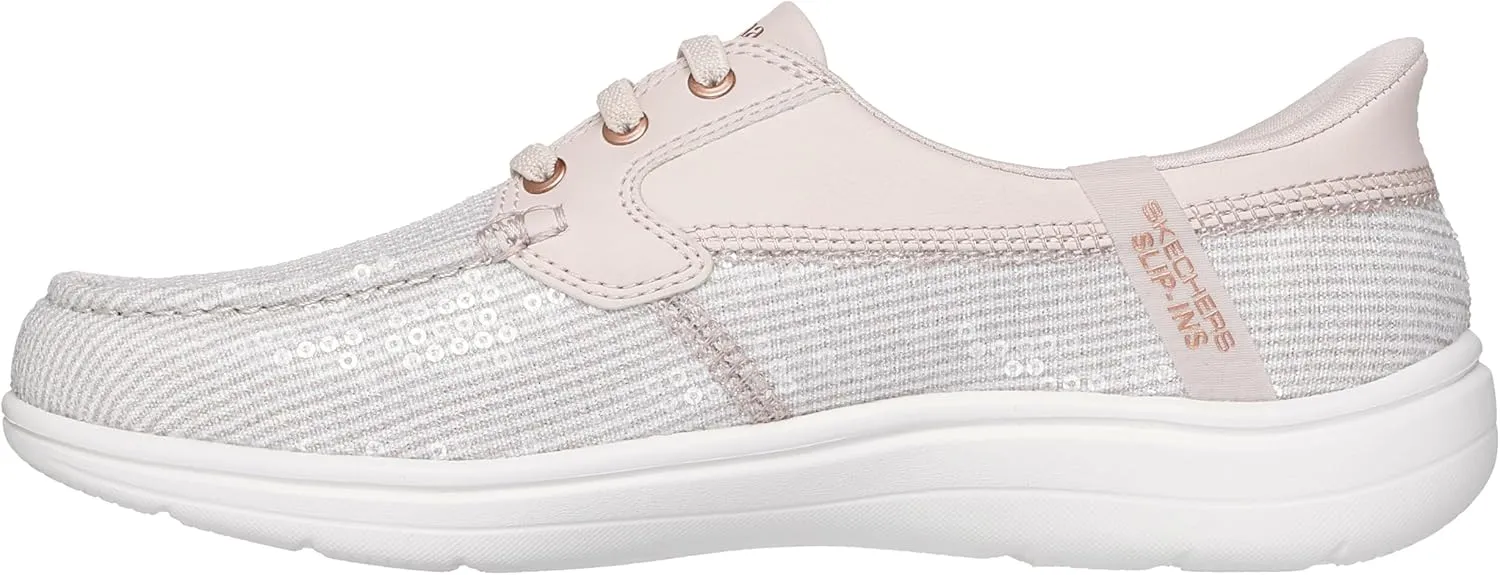 Skechers Women's Martha Stewart On-The-go Flex Radiant Hands Free Slip-ins Sequin Boat Shoe