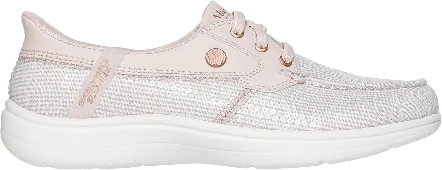 Skechers Women's Martha Stewart On-The-go Flex Radiant Hands Free Slip-ins Sequin Boat Shoe