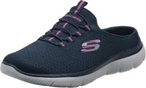 Skechers Women's Summits - Swift Step Sneaker Mule, Navy/Hot Pink, 9.5